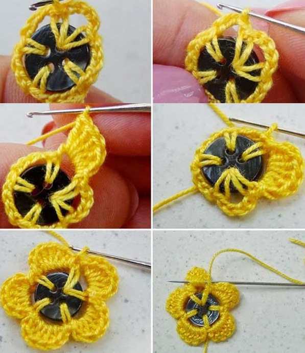 2 renkli düğmelerle çiçek motifleri